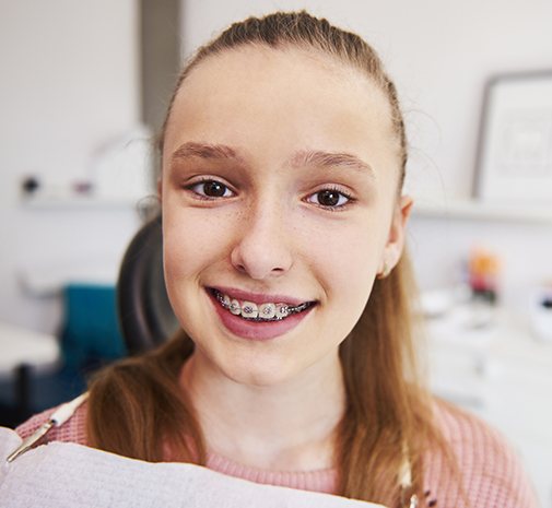 Young woman with braces