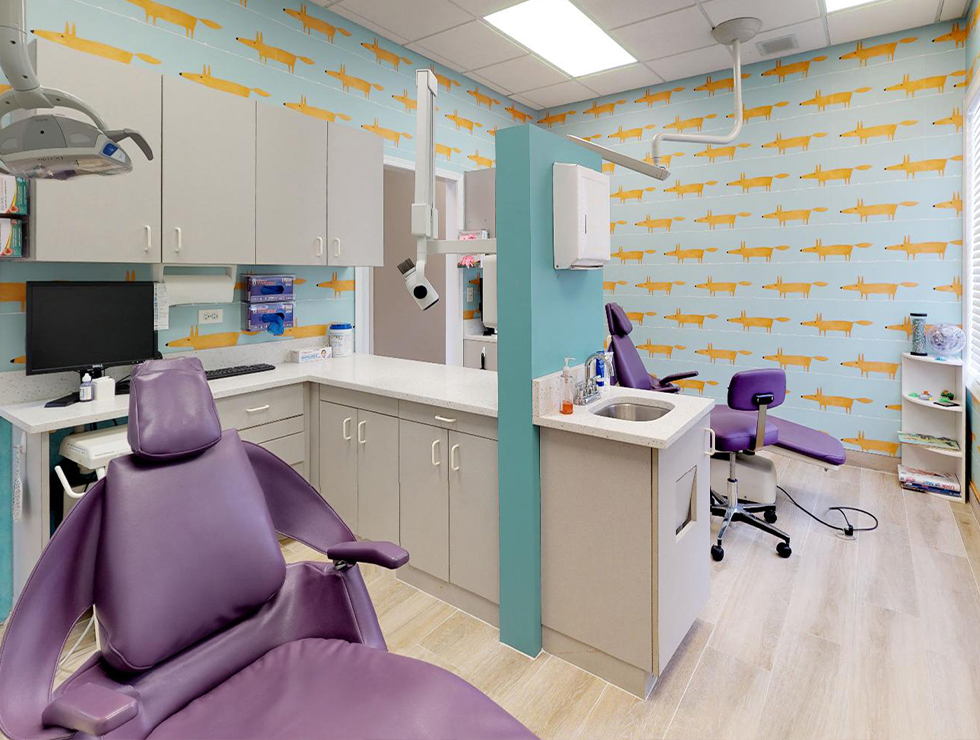 Two Dental treatment chairs in a row