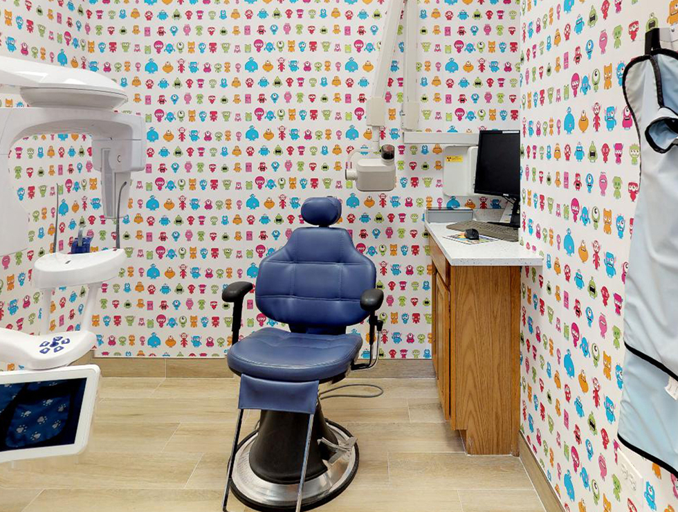 Kid friendly dental office treatment room